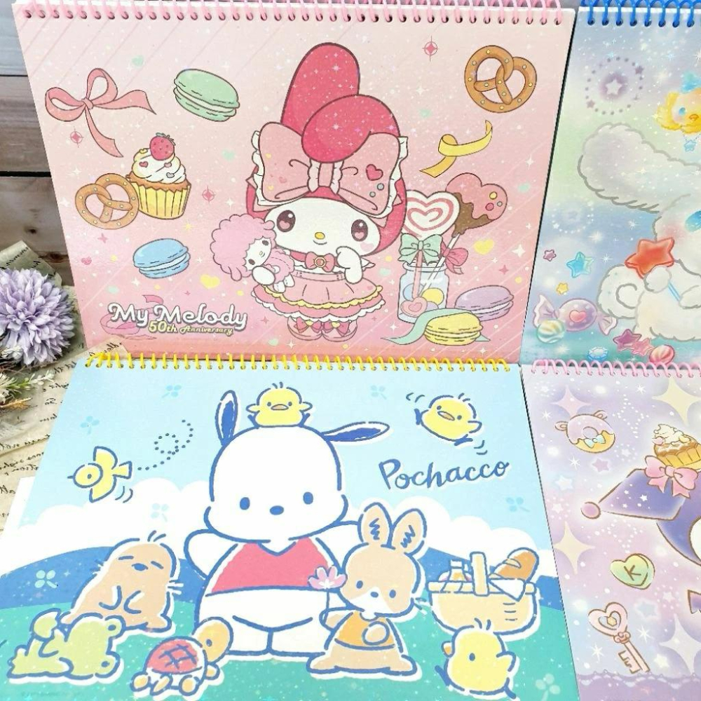 現貨正版 三麗鷗 13k畫冊 圖畫本 酷洛米 大耳狗 美樂蒂 帕帢狗 剪貼畫冊 塗鴉本 空白圖畫紙 塑貼簿 台灣製-細節圖4