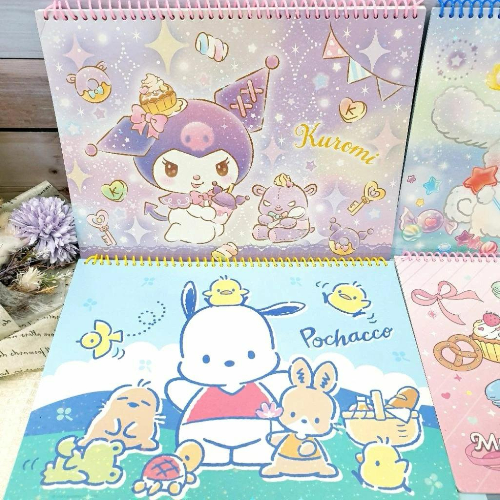 現貨正版 三麗鷗 13k畫冊 圖畫本 酷洛米 大耳狗 美樂蒂 帕帢狗 剪貼畫冊 塗鴉本 空白圖畫紙 塑貼簿 台灣製-細節圖9