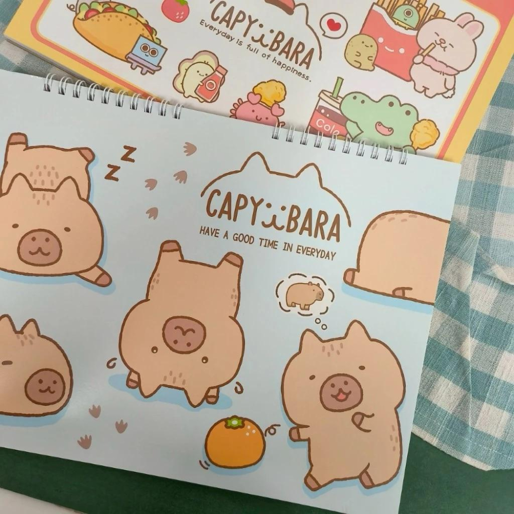 現貨正版 卡皮巴拉 素描剪貼簿 13K 塗鴉本 畫冊 圖畫紙 畫本 繪本 剪貼畫冊 水豚君 卡皮胖拉 水豚 繪圖本 畫本-細節圖3