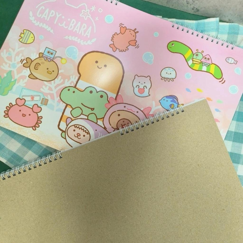 現貨正版 卡皮巴拉 素描剪貼簿 8K 塗鴉本 畫冊 圖畫紙 畫本 繪本 剪貼畫冊 水豚君 卡皮胖拉 水豚 繪圖本 圖畫本-細節圖7