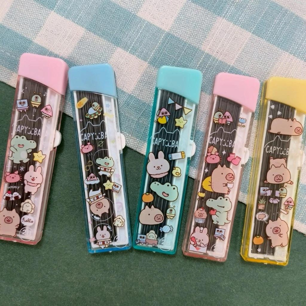 現貨正版 卡皮巴拉 自動鉛筆芯 水豚 2B 筆芯 0.5mm 自動鉛筆 文具 卡通 卡皮胖拉 可愛 自動鉛筆芯 鉛筆芯-細節圖2