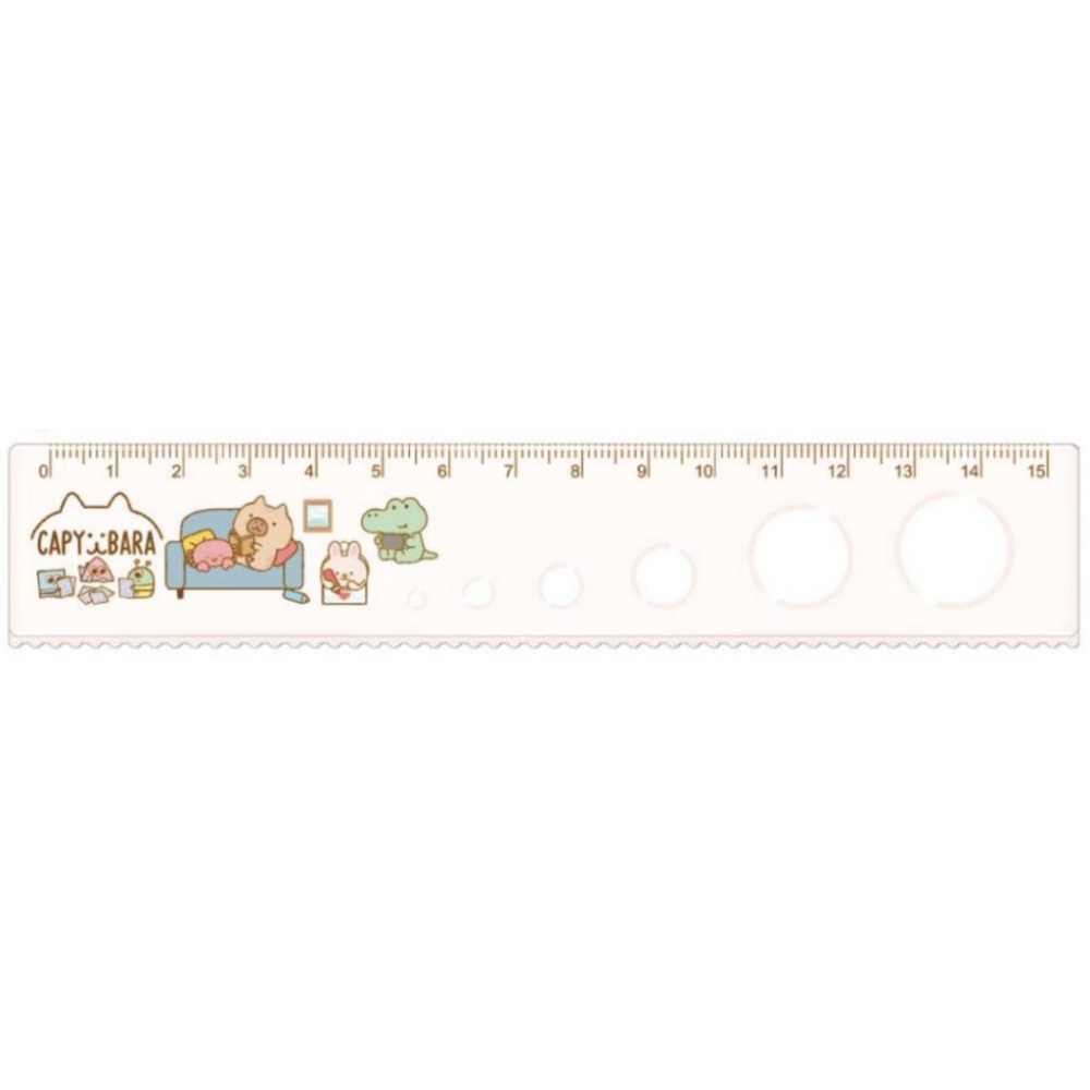 現貨正版 卡皮巴拉 圈圈尺 水豚 尺 水豚直尺15cm 波浪尺 可愛尺子 學生直尺 可愛卡通壓克力尺 文具用品 水豚君-細節圖4