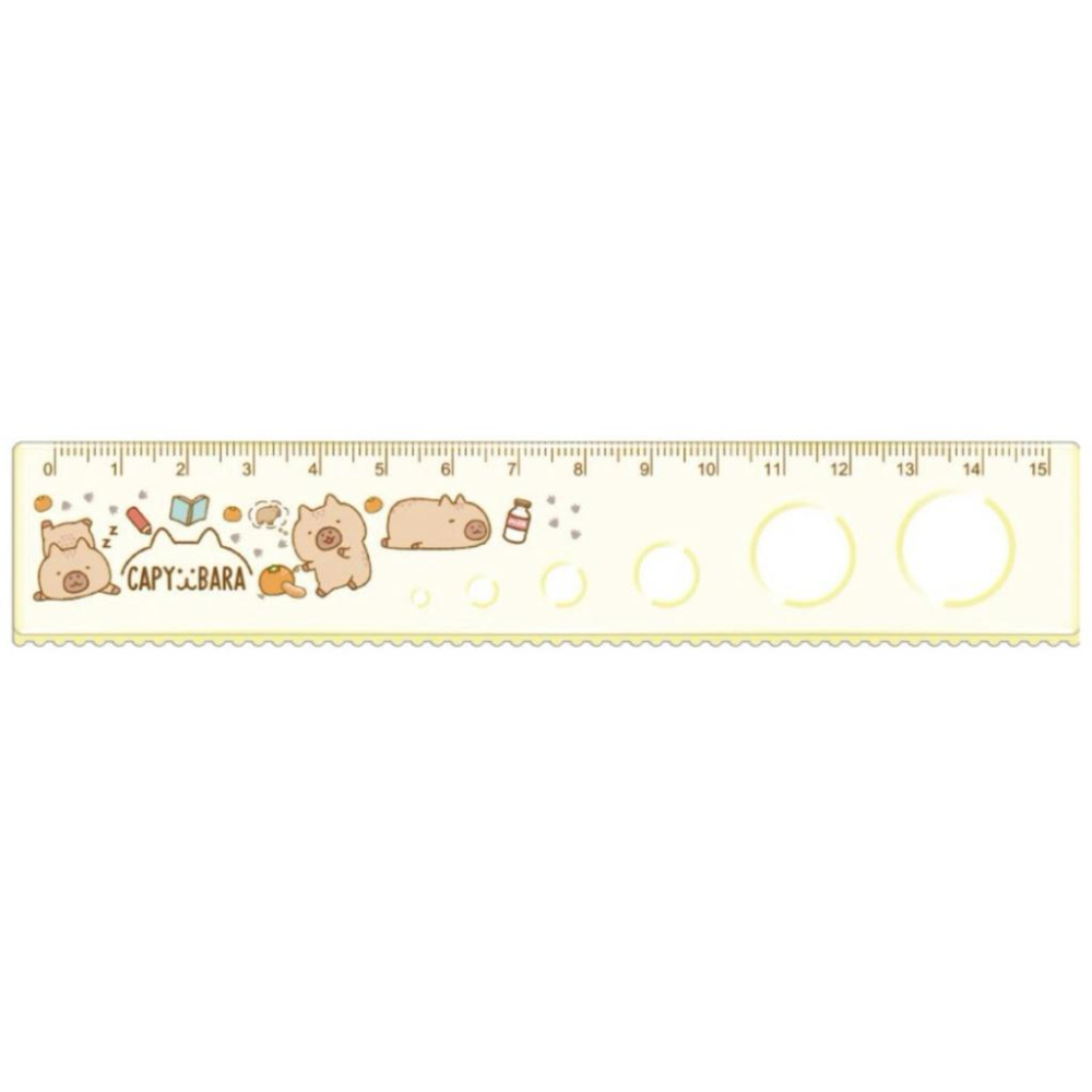 現貨正版 卡皮巴拉 圈圈尺 水豚 尺 水豚直尺15cm 波浪尺 可愛尺子 學生直尺 可愛卡通壓克力尺 文具用品 水豚君-細節圖5