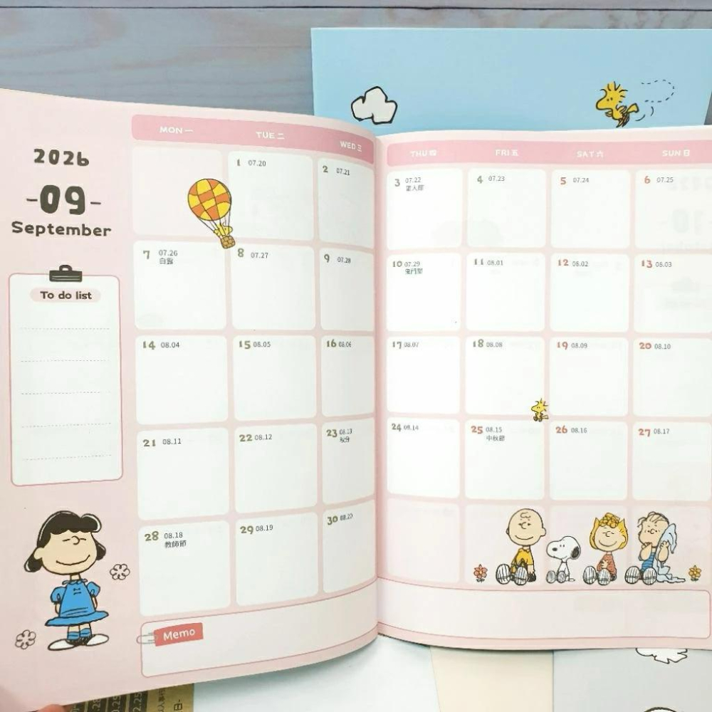 現貨正版 2026年 史努比 13k月誌 A4月計劃 行事曆 備忘錄 農曆節氣 行程規劃 記事本 胡士托 手帳 台灣製-細節圖8