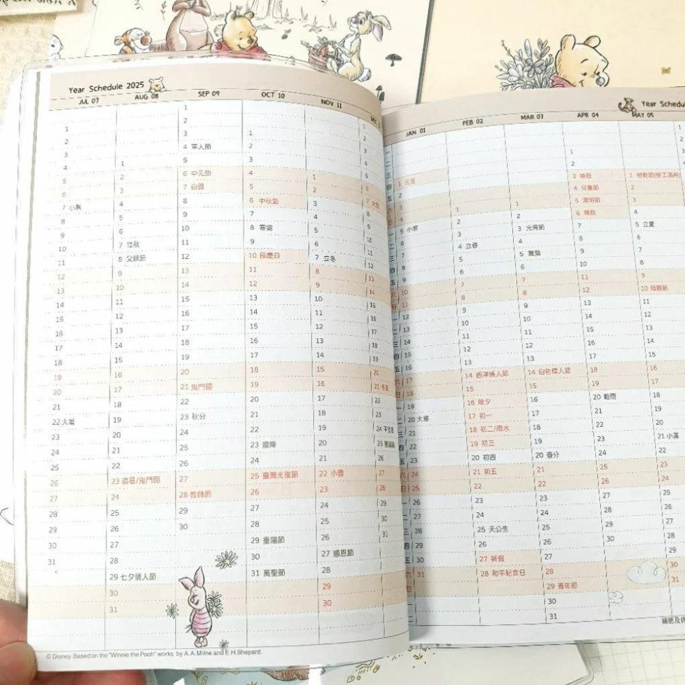 現貨正版 2026年 維尼 25k月誌 迪士尼 月計劃本 屹耳 小豬 跳跳虎 年度計劃 行事曆 手帳 行程規劃 收支表-細節圖8