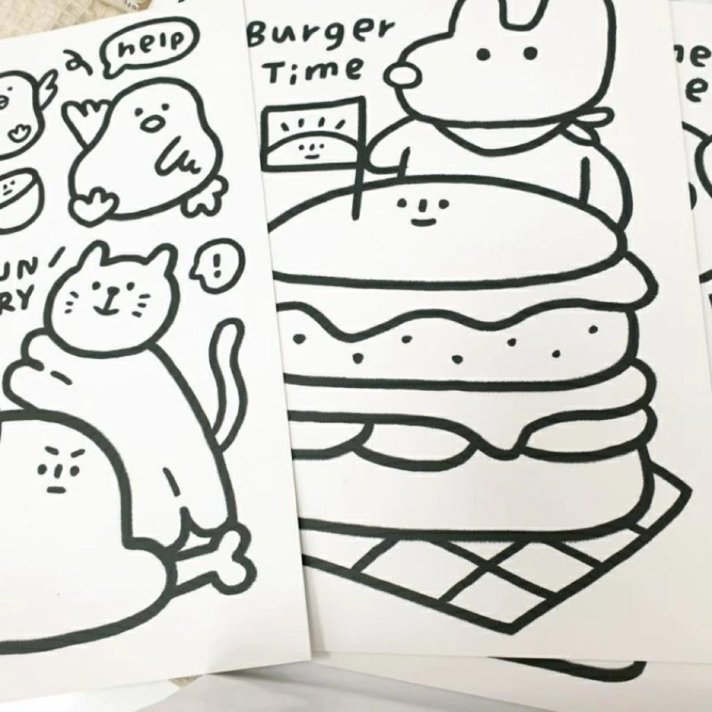 現貨正版 A4著色紙 16入塗鴉著色紙 海洋 食物 圖案紙 紙張加厚 著色紙 兒童著色紙 公主著色紙 台灣製-細節圖2