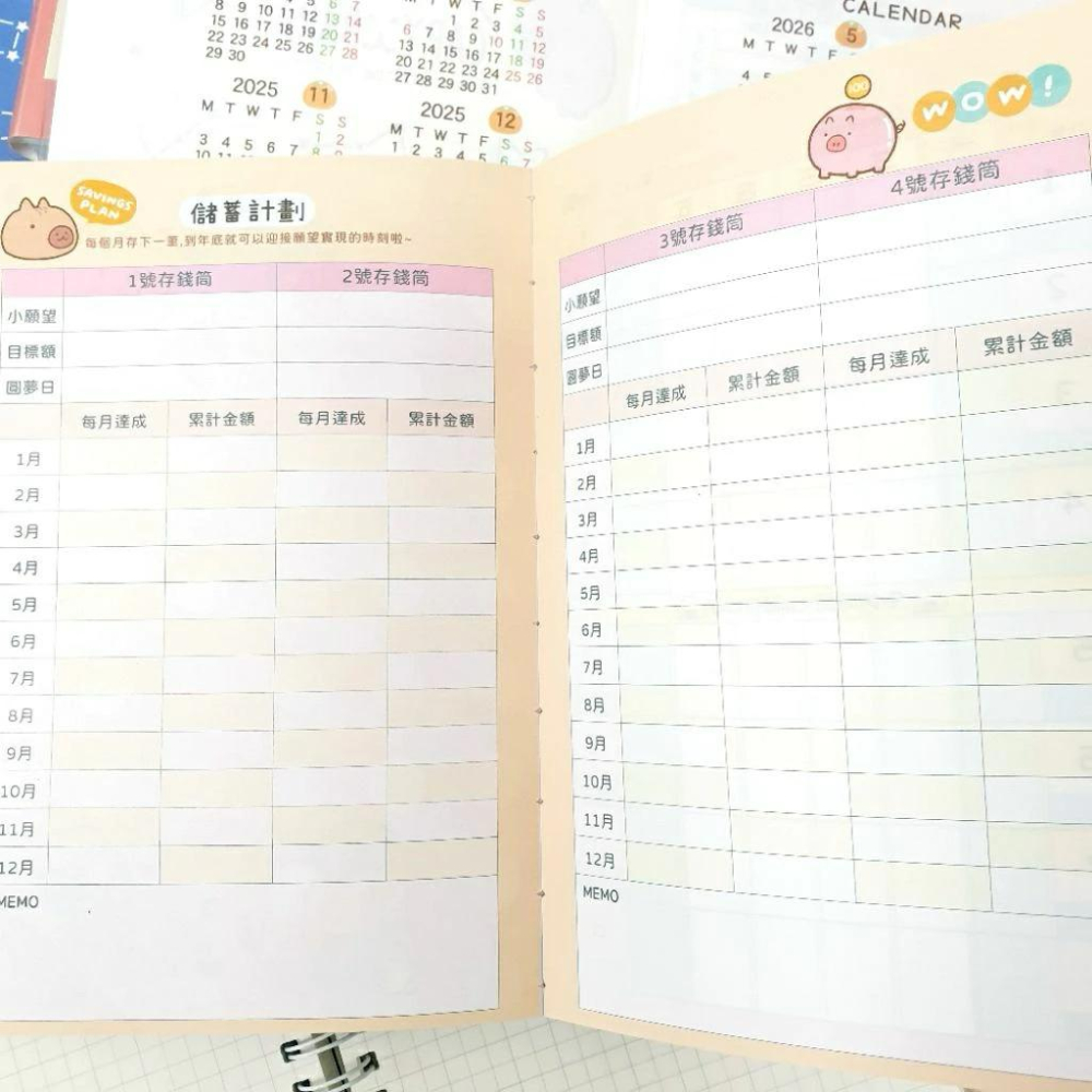 現貨正版 2026年 卡皮巴拉 32k年度手帳 水豚 週計畫 一週二頁 行事曆 備忘錄 行程規劃 學習年度計畫台灣製-細節圖7
