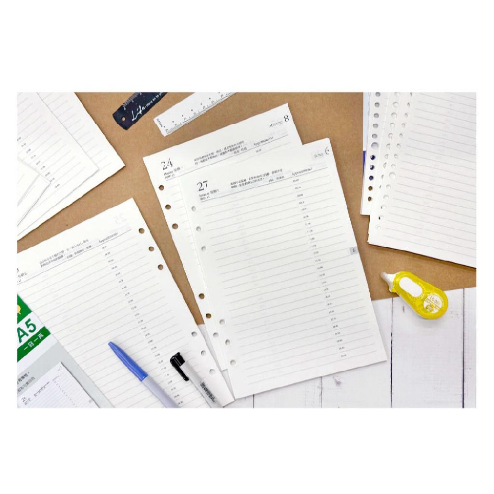 現貨正版 2026年 日誌A A5補充頁 6孔 20孔橫線 萬用手冊內頁 活頁紙 行事曆 一天一頁 工商日誌 年度計劃-細節圖9