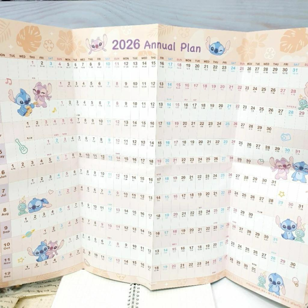 現貨正版 2026年 迪士尼365天計畫表 三眼怪 年度計畫表 史迪奇 行程規劃表 安琪拉 生活計畫表 行事曆 台灣製-細節圖3