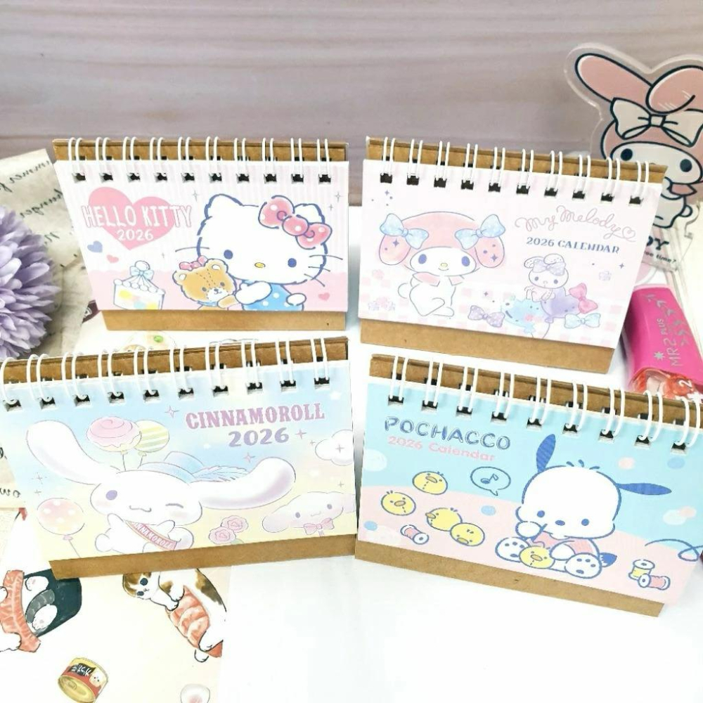 現貨正版 2026年 三麗鷗桌曆 迷你桌曆 kitty 大耳狗 帕恰狗 美樂蒂 小桌曆 可愛桌曆 行事曆 備忘錄 小月曆-細節圖2