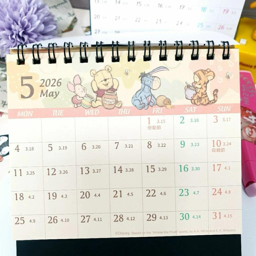 現貨正版 2026年 迪士尼桌曆 小桌曆 60k 三角桌曆 維尼 奇奇蒂蒂 行事曆 備忘錄 行程規劃 屹耳 台灣製-細節圖6