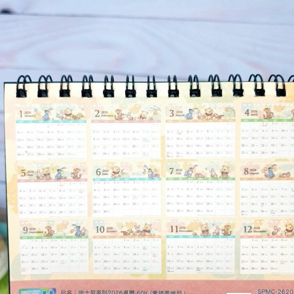 現貨正版 2026年 迪士尼桌曆 小桌曆 60k 三角桌曆 維尼 奇奇蒂蒂 行事曆 備忘錄 行程規劃 屹耳 台灣製-細節圖7
