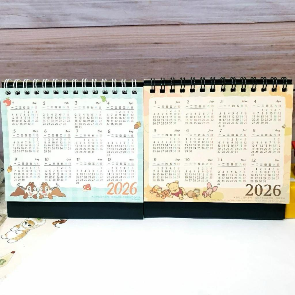 現貨正版 2026年 迪士尼桌曆 小桌曆 60k 三角桌曆 維尼 奇奇蒂蒂 行事曆 備忘錄 行程規劃 屹耳 台灣製-細節圖8