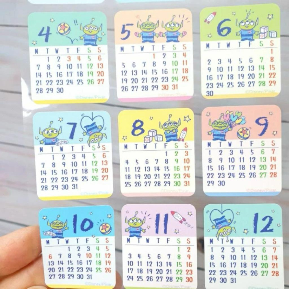 現貨正版 2026年 迪士尼 年曆貼紙 年曆手帳貼紙 三眼怪 日期貼紙 維尼 屹耳 小豬 月曆貼紙 年曆貼 台灣製-細節圖9