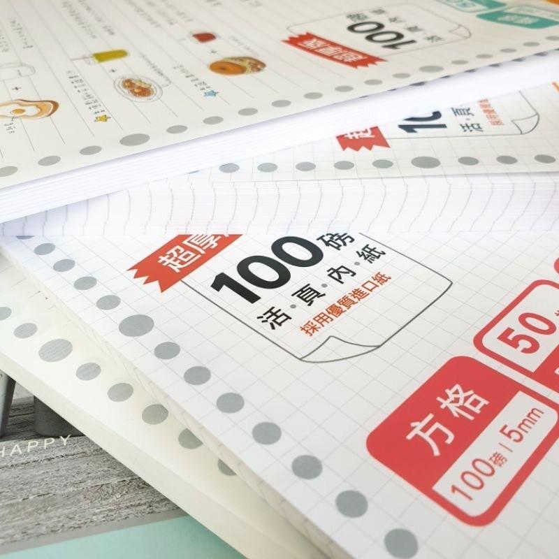 現貨正版 26孔活頁內紙 B5 26孔 橫線 方格活頁紙 超厚版 100磅 橫線活頁紙 方格 台灣製 B5內頁-細節圖3