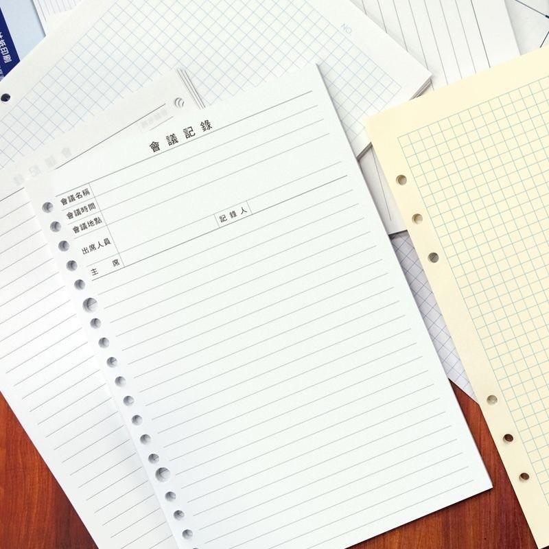 現貨正版 A5活頁紙 A5補充頁6孔 20孔 筆記 空白 橫線 方格 會議記錄 萬用手冊 記事本 memo 規劃 企劃-細節圖7