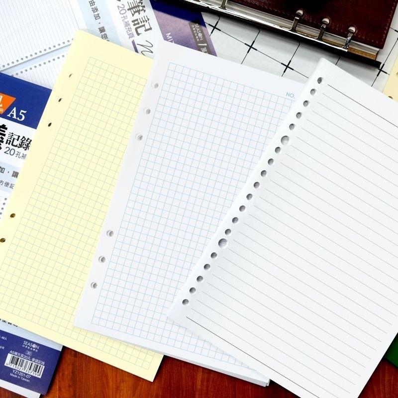 現貨正版 A5活頁紙 A5補充頁6孔 20孔 筆記 空白 橫線 方格 會議記錄 萬用手冊 記事本 memo 規劃 企劃-細節圖8