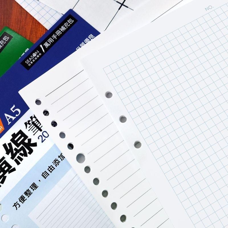 現貨正版 A5活頁紙 A5補充頁6孔 20孔 筆記 空白 橫線 方格 會議記錄 萬用手冊 記事本 memo 規劃 企劃-細節圖9