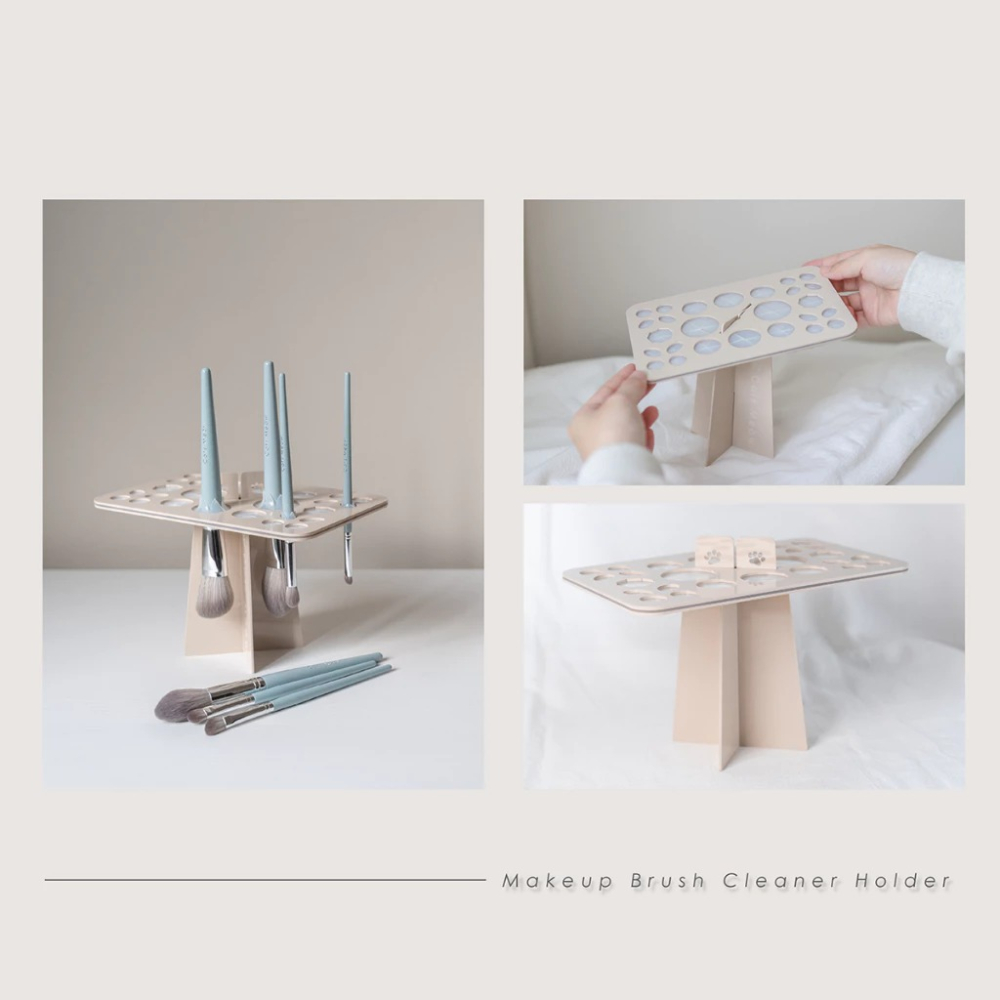 一隻喵 奶茶色刷具晾乾架 26孔 化妝刷晾乾 刷具清潔 收納-細節圖5