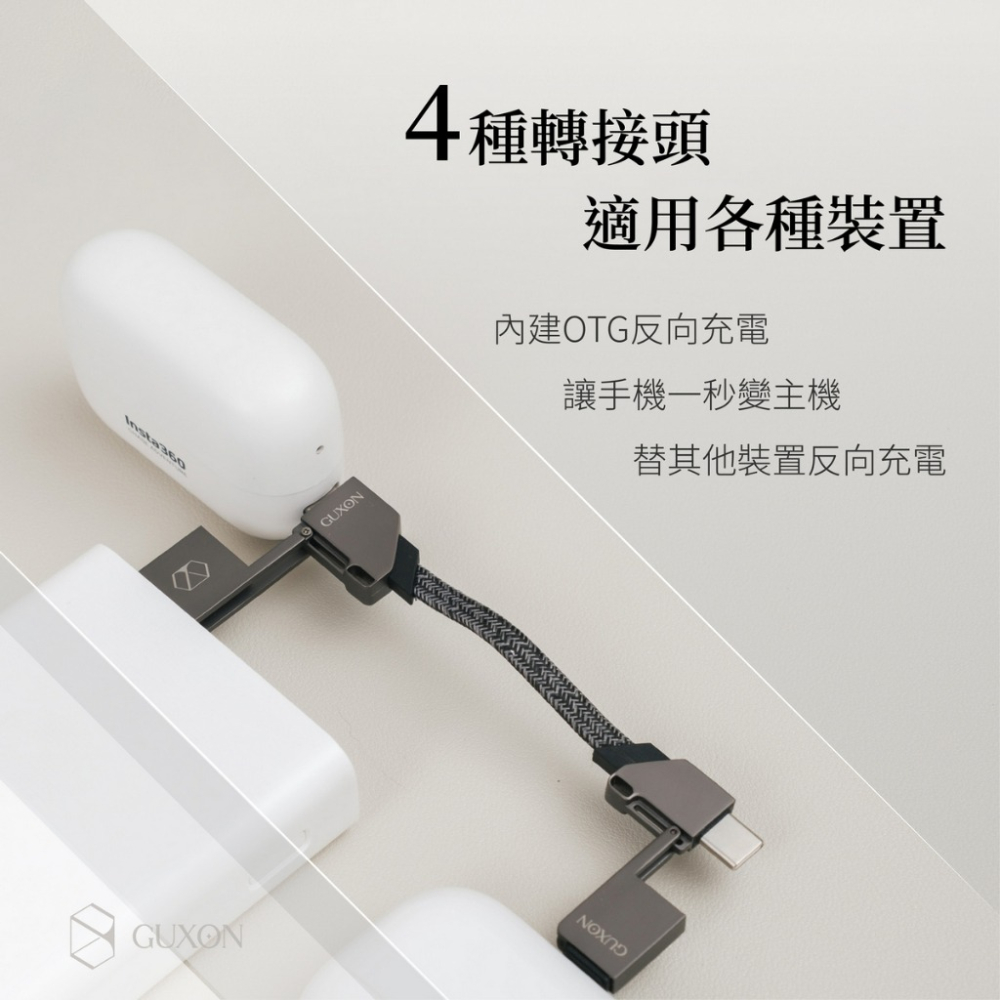 GUXON古尚 四合一鑰匙圈快充充電線 磁吸 掛飾 充電線 IPHONE Type-c PD快充 快充線-細節圖3