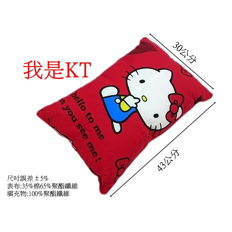 Kitty兒童枕頭紅色 卡通小枕頭 兒童小枕頭 幼稚園午睡枕 午安枕 童枕 卡通枕頭(含枕心) 台灣製造【簡單生活館】-細節圖3