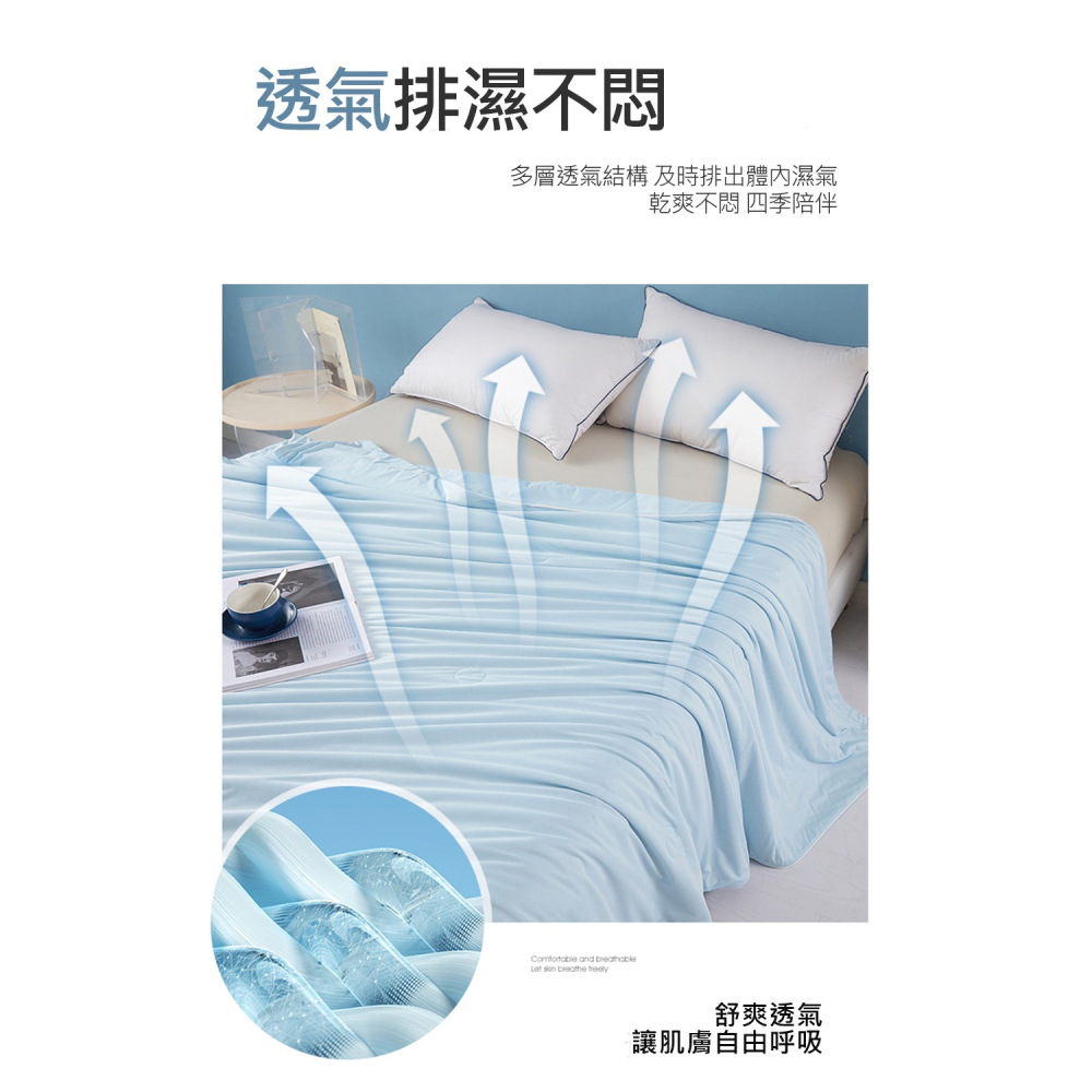 雙人涼感涼被 6x7尺薄被 涼感被 蓋了就涼 瞬間降溫涼被 冰絲涼被 冰淇淋涼被 冰冰被 空調被【簡單生活館】-細節圖8