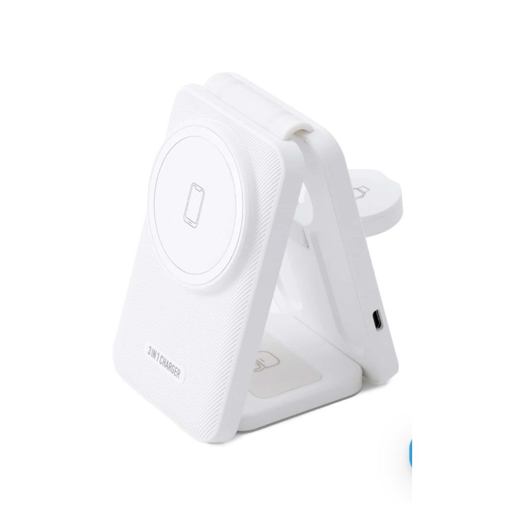 「輕鬆購」 3COINS 三合一可攜式充電器 折疊 白色  Apple Watch AirPods MagSafe-細節圖3