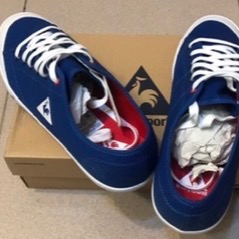 🥳法國🇫🇷公雞le coq sportif 男生帆布鞋《專櫃品牌正版貨，藍底白Logo圖騰休閒鞋》-細節圖2