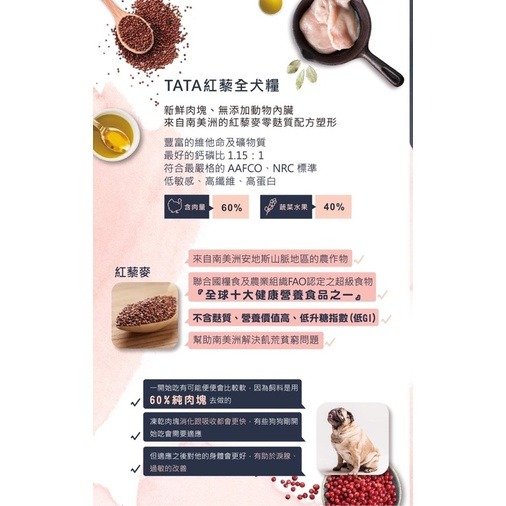 【Blue Cat】TATA 無穀紅藜全犬糧 鮮肉無穀犬糧 鮮肉糧 無穀糧 天然糧 無穀飼料 4lb 16lb-細節圖2