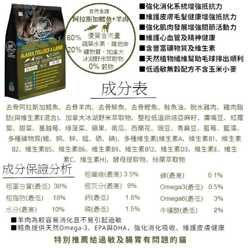 【Blue Cat】 奧藍多Allando 奧蘭多 天然無穀鮮貓糧 貓飼料 無穀貓飼料 天然貓飼料 無穀貓糧 天然貓糧-細節圖4