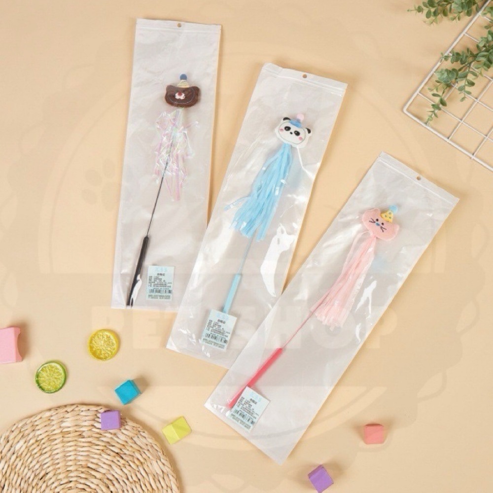 【寵幸】🔥現貨🔥可愛動物布偶仙女棒 逗貓棒 貓草玩具 貓薄荷 抗焦慮 貓咪玩具 寵物玩具 彩帶 響紙-細節圖2