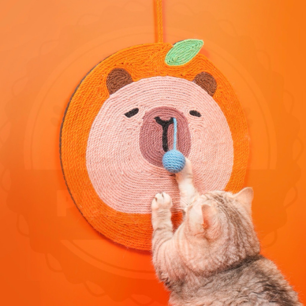 【寵幸】🔥現貨🔥卡皮巴拉 水果豚 貓抓墊 水豚 貓抓墊 貓抓板 耐抓不掉屑 多功能 可趴可掛 天然 劍麻 磨爪 貓玩-細節圖5