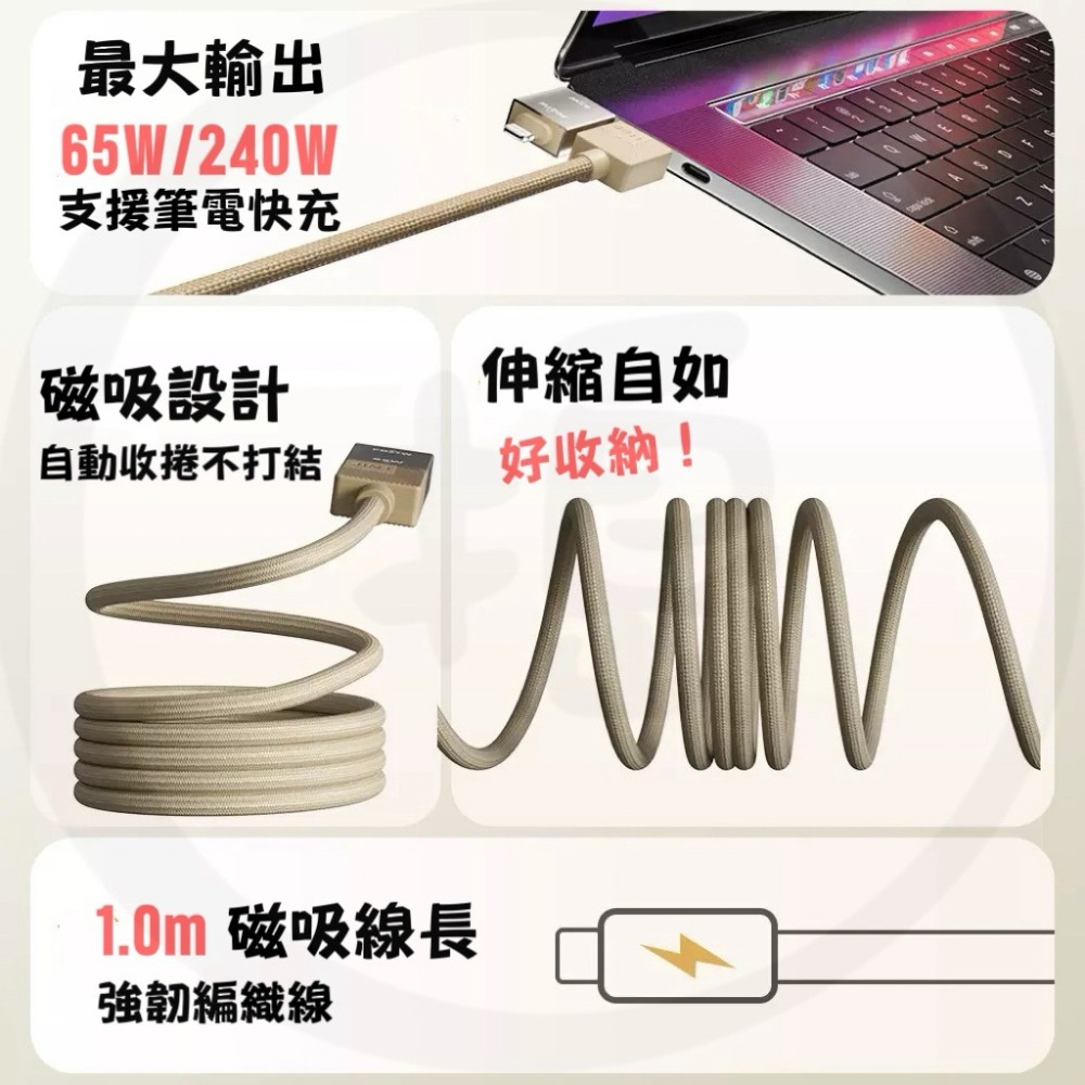 🔥台灣現貨🔥倍魔 四合一磁吸快充線 65W/240W PD快充 480Mbps 支援（手機/平板/筆電）-細節圖4
