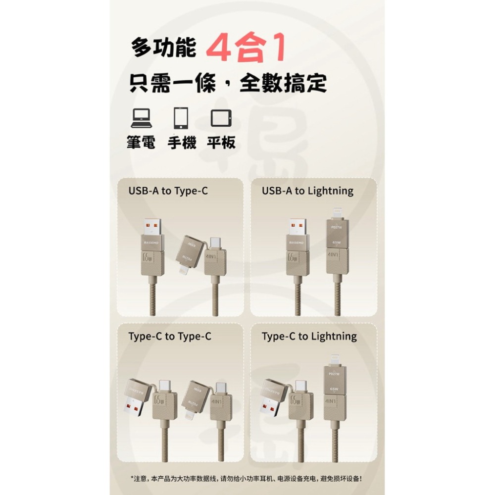 🔥台灣現貨🔥倍魔 四合一磁吸快充線 65W/240W PD快充 480Mbps 支援（手機/平板/筆電）-細節圖6