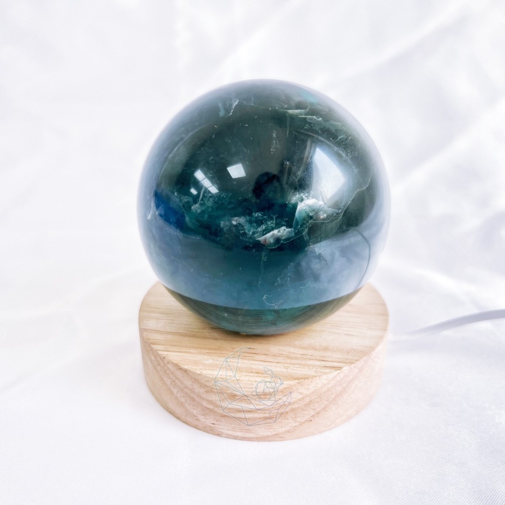 ₍мσσи_нασ ᙏ̤̫͚ 紅55 螢石球 7.2cm海洋之星 深邃  鑲嵌在暗中的寶石-細節圖4