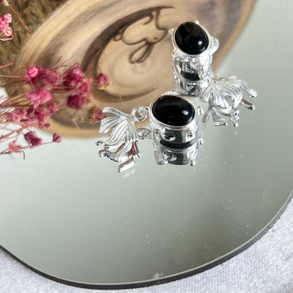 ₍мσσи_нασ ᙏ̤̫͚ 金運石 貓眼 金魚造型 s925銀 吊墜 飾品 招財 避邪 消除負能量-細節圖2