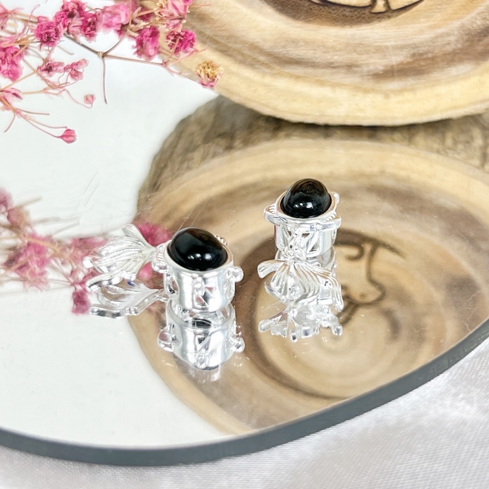 ₍мσσи_нασ ᙏ̤̫͚ 金運石 貓眼 金魚造型 s925銀 吊墜 飾品 招財 避邪 消除負能量-細節圖8
