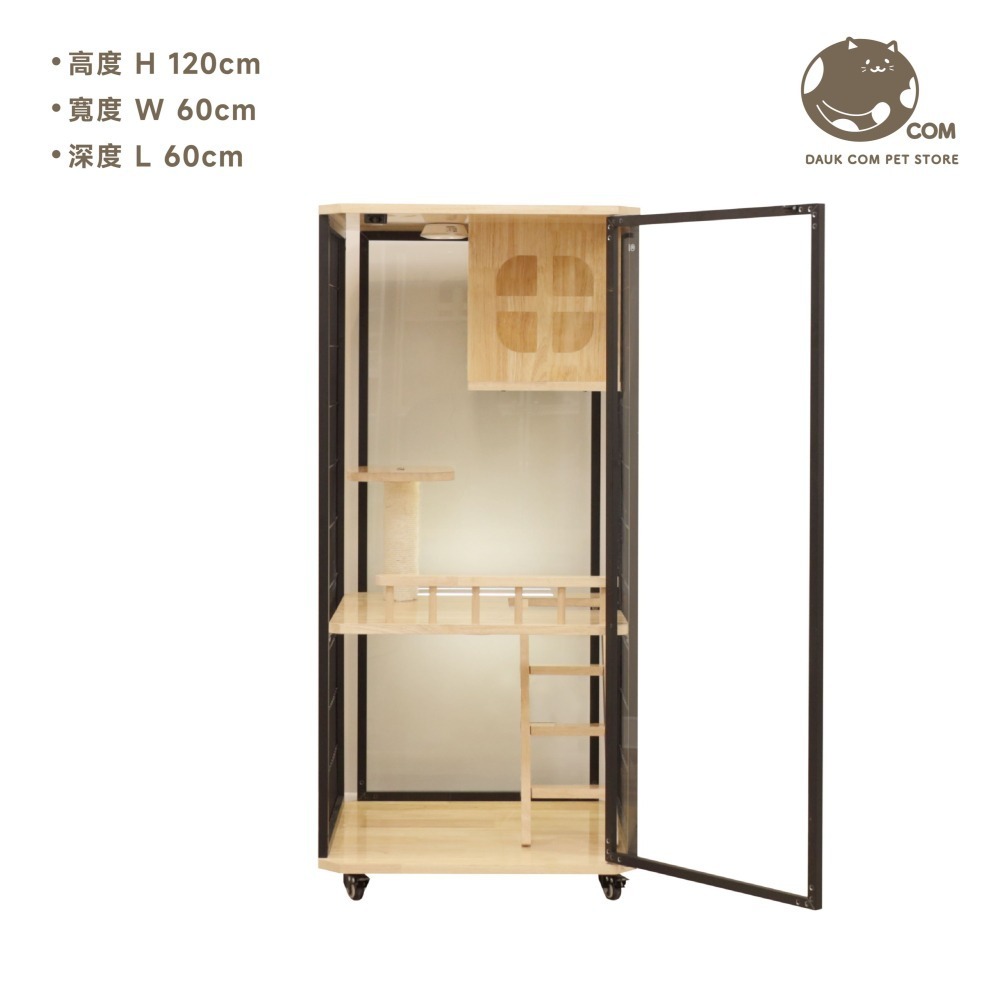 日日實木貓別墅－單開玻璃版－120*60*60cm - 多層實木貓屋．客製化貓別墅-細節圖7