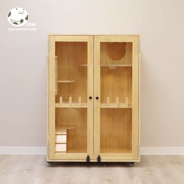 日日實木貓別墅－雙開版－129*90*60cm - 多層實木貓屋．客製化貓別墅-細節圖2