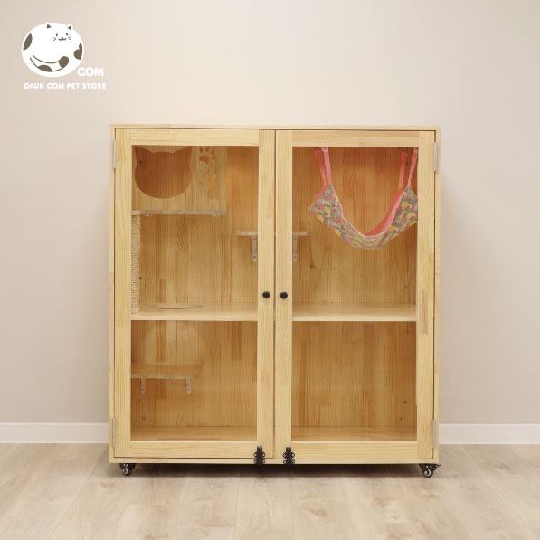 日日實木貓別墅－雙開版－129*120*60cm - 多層實木貓屋．客製化貓別墅-細節圖2