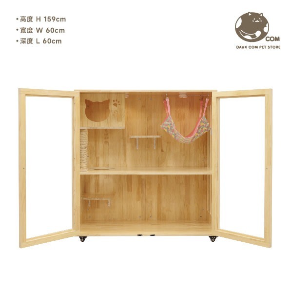 日日實木貓別墅－雙開版－129*120*60cm - 多層實木貓屋．客製化貓別墅-細節圖9