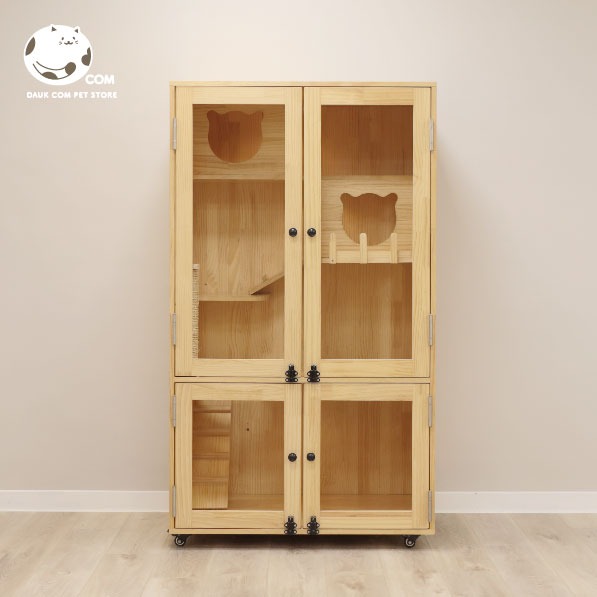 日日實木貓別墅－雙開版－159*90*60cm - 多層實木貓屋．客製化貓別墅-細節圖2