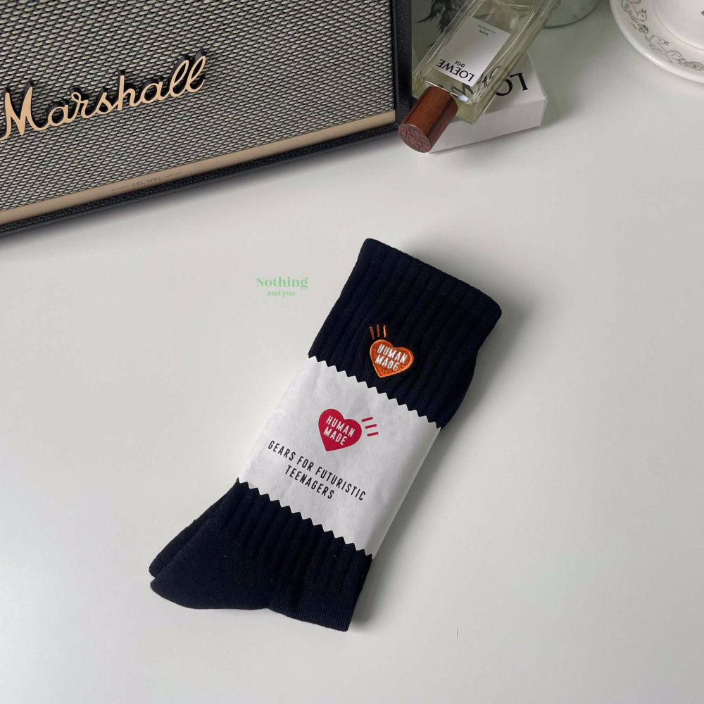 HUMAN MADE PILE SOCKS SHORT PILE SOCKS 金色愛心 橘色愛心 刺繡 長襪 中筒襪-細節圖5