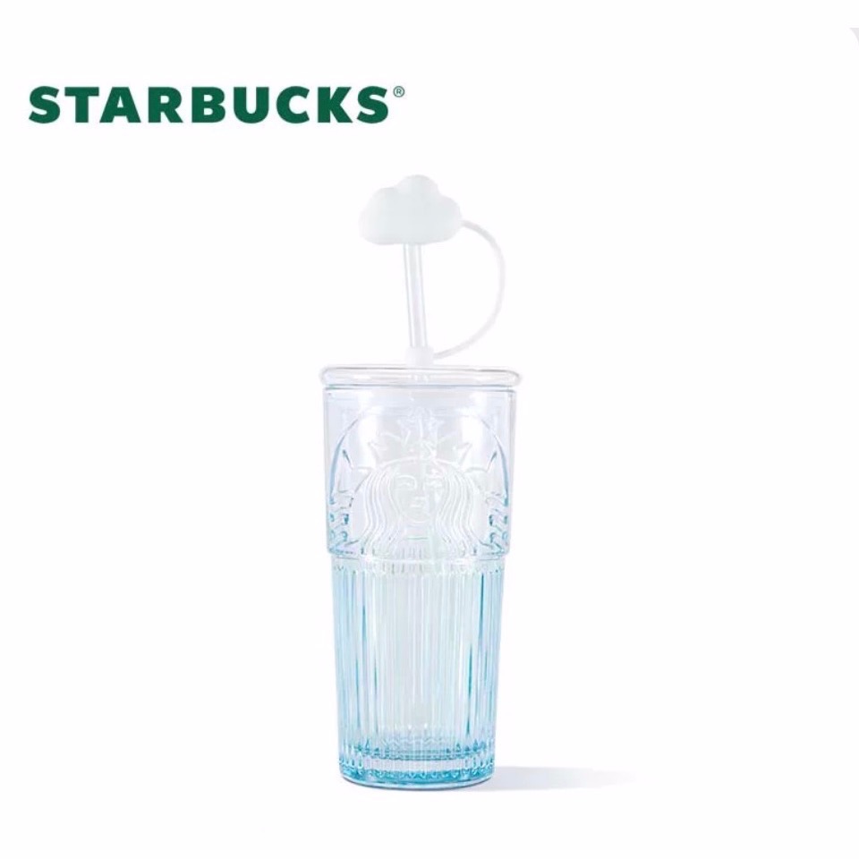 現貨 星巴克 女神杯 玻璃杯 吸管杯 天空雲朵 極光幻彩 炫彩透明 墨綠  粉色 櫻花粉 復古經典 冷水杯-細節圖4