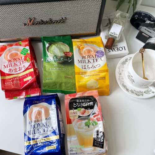 即期🔥日本境內 日東紅茶 日東奶茶 皇家奶茶 草莓奶茶 抹茶歐蕾 蜂蜜奶茶 白桃茶 麝香葡萄 沖泡飲 10入