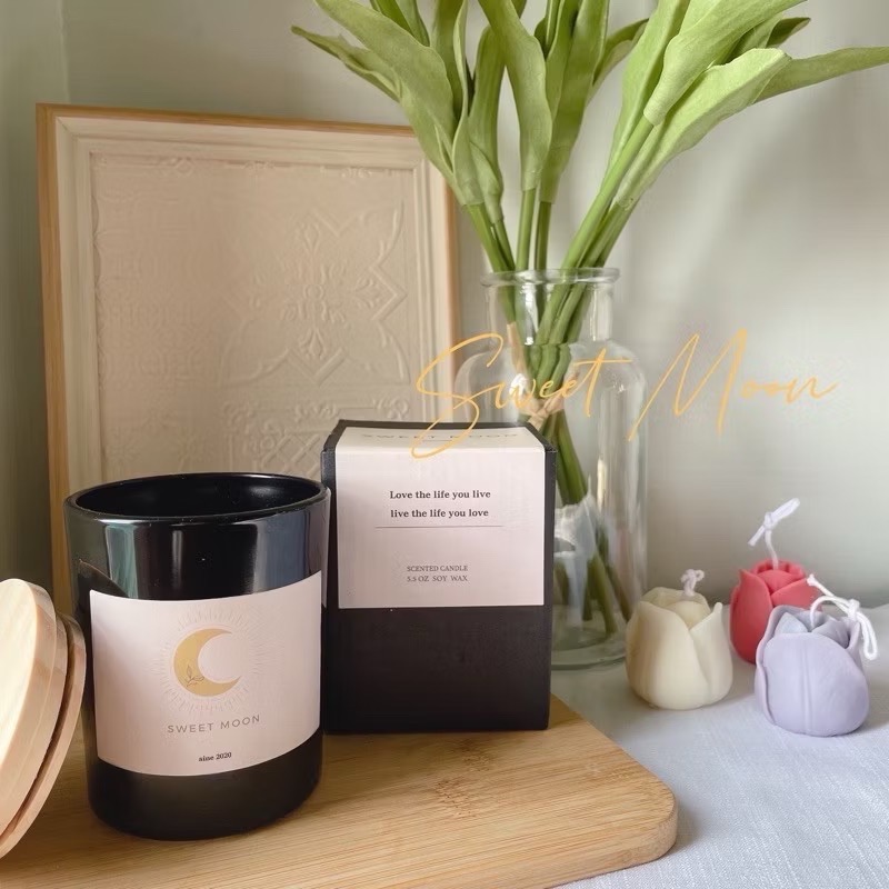 Sweet Moon 質感黑瓶 香氛大豆蠟燭 韓式蠟燭 天然大豆蠟 精油蠟燭  香氛蠟燭 手工蠟燭  聖誕禮物-細節圖4