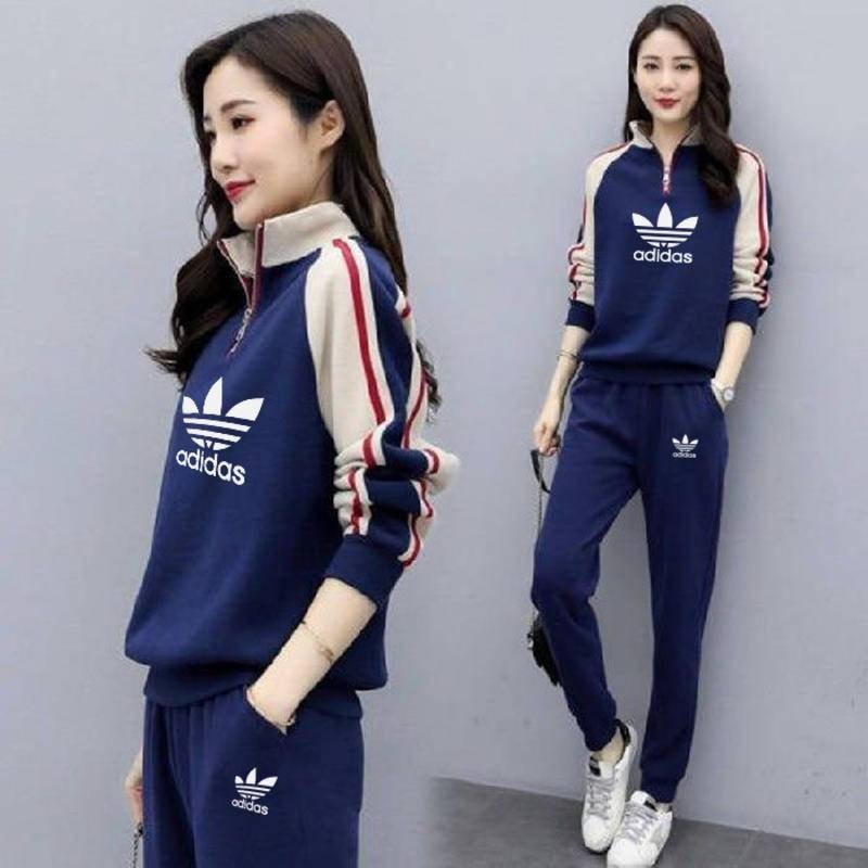 【萌妞小舖】薄款立領休閒套裝 運動套裝  拉鍊立領拼接衛衣套裝 兩件套 女 女裝-細節圖3