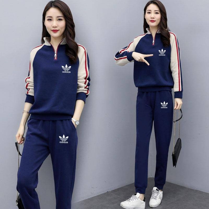 【萌妞小舖】薄款立領休閒套裝 運動套裝  拉鍊立領拼接衛衣套裝 兩件套 女 女裝-細節圖7