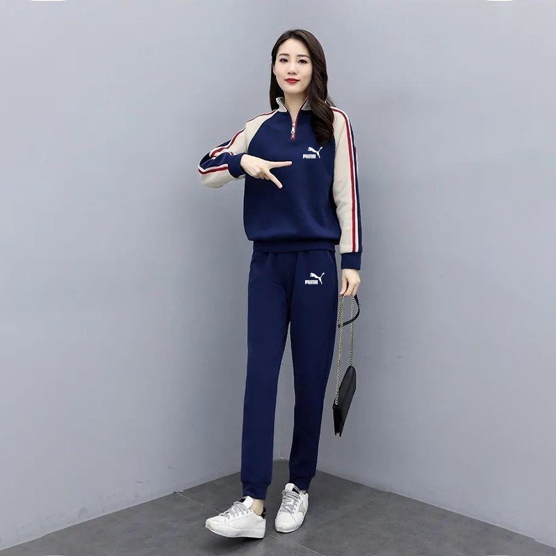 【萌妞小舖】薄款立領休閒套裝 運動套裝  拉鍊立領拼接衛衣套裝 兩件套 女 女裝-細節圖10