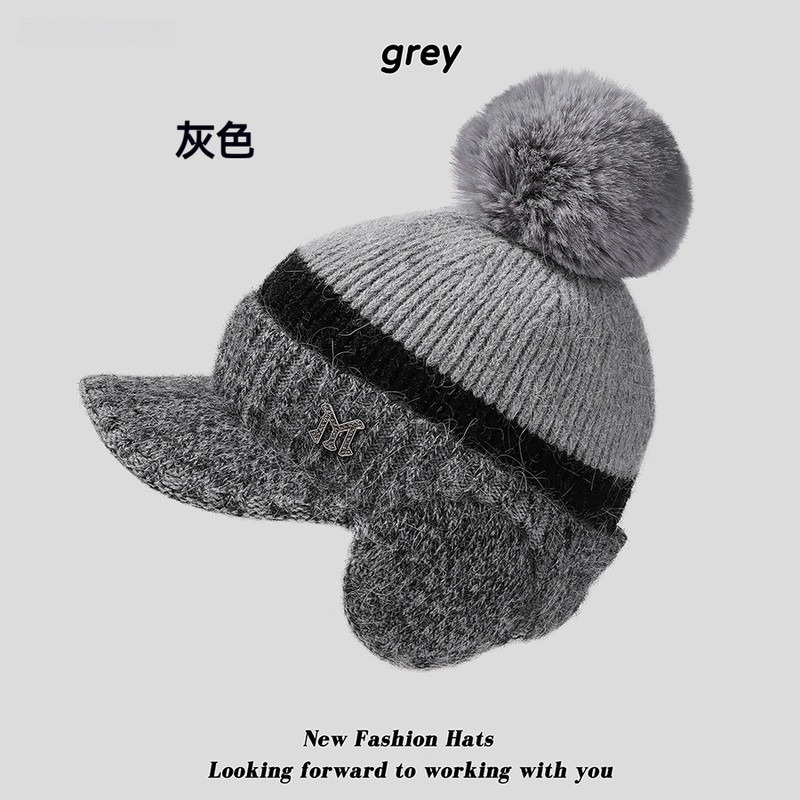 【台灣現貨】韓國拼色加絨加厚耳包兔毛帽 冬天防風護臉護耳針織帽 毛線帽 毛帽 女帽 女帽子 棒球帽 女-規格圖9